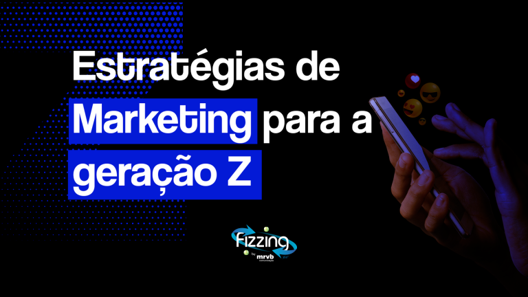 Pessoa mexendo em um samrtphone, em um fundo preto, com emojis saindo do aparelho e o seguinte texto: Estratégias de marketing para a geração Z