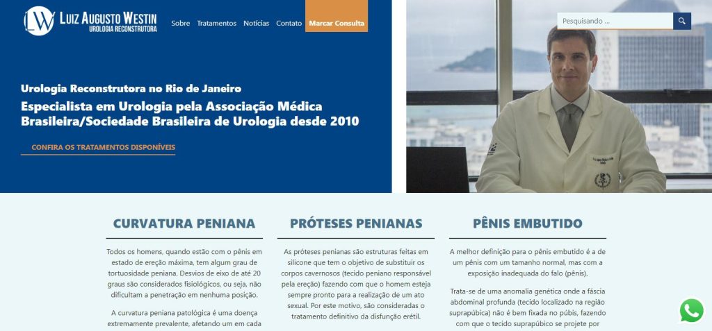 Site do Dr. Luiz Augusto Westin produzido pela Fizzing 