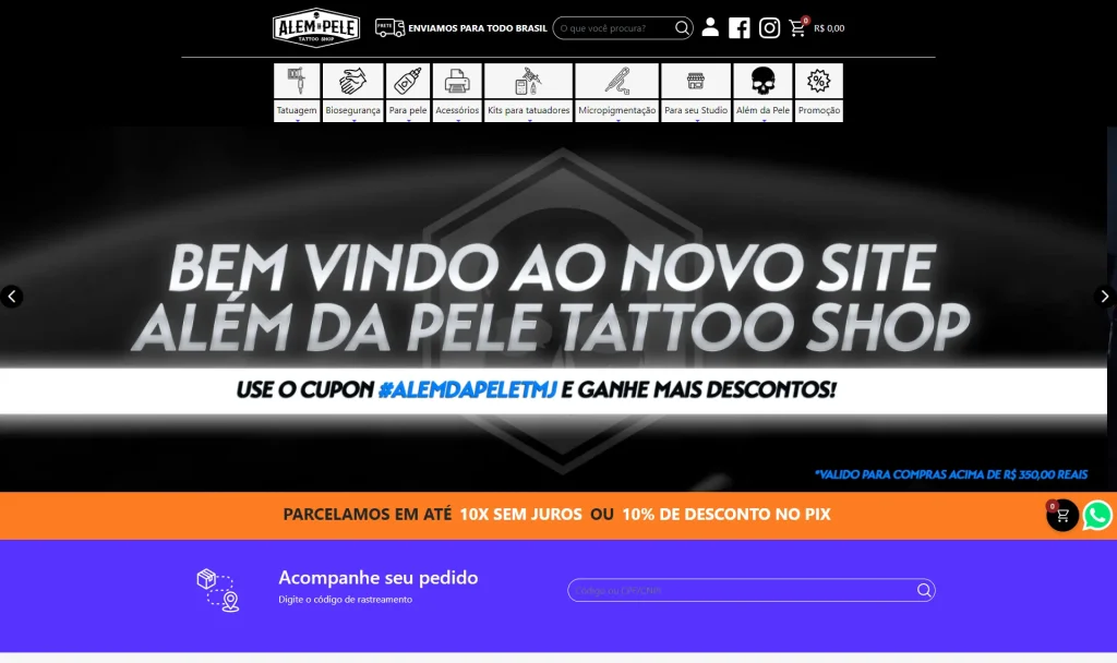 Site do cliente Além da Pele 