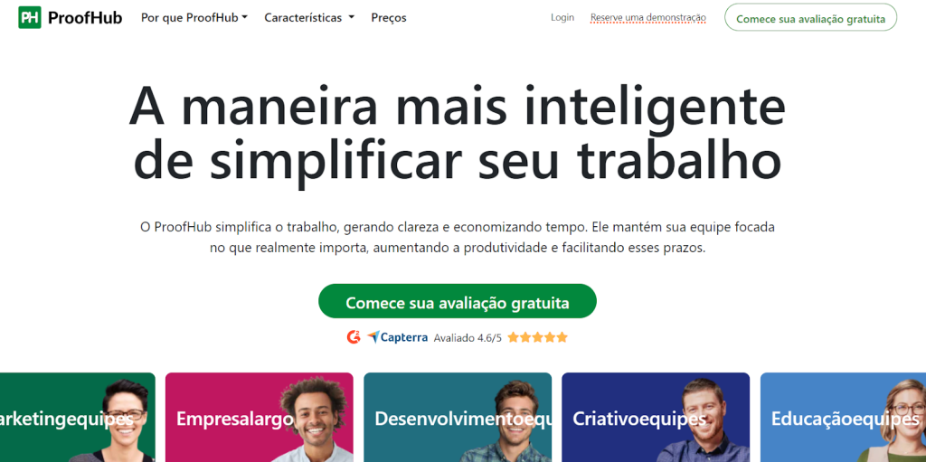 Print da ferramenta  de CRM ProofHub 