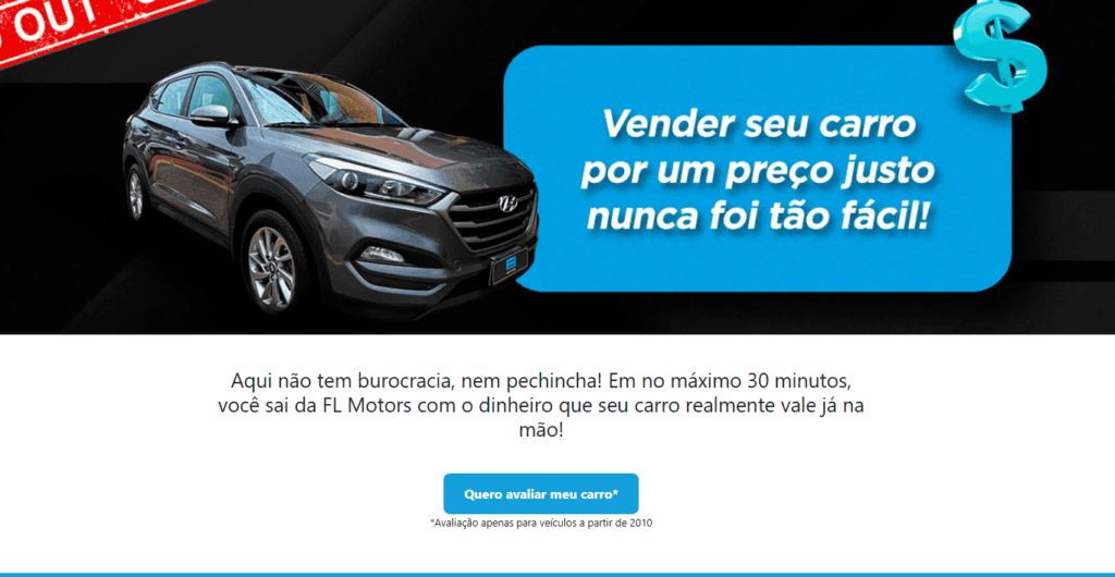 Landing page produzida para a FL Motors.